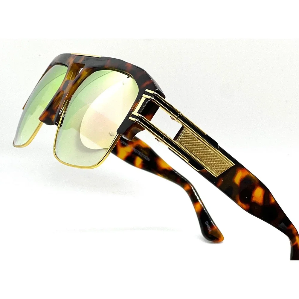 Men Retro Flat-Top Sunglasses With Rose Lenses. Ideal For Summer Festivals Retro